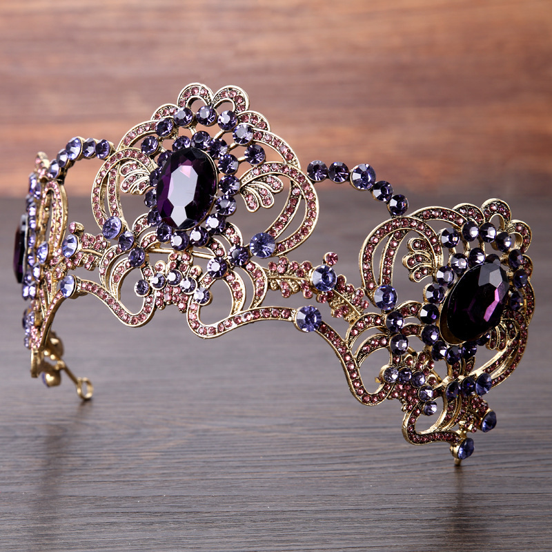 Fashion Women's Alloy Amethyst Crown Headband