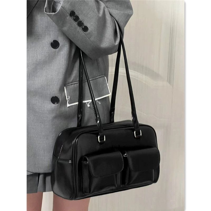 Women's Bag Retro College Large Capacity Casual Tote Bag Black - Shop at LoveMi