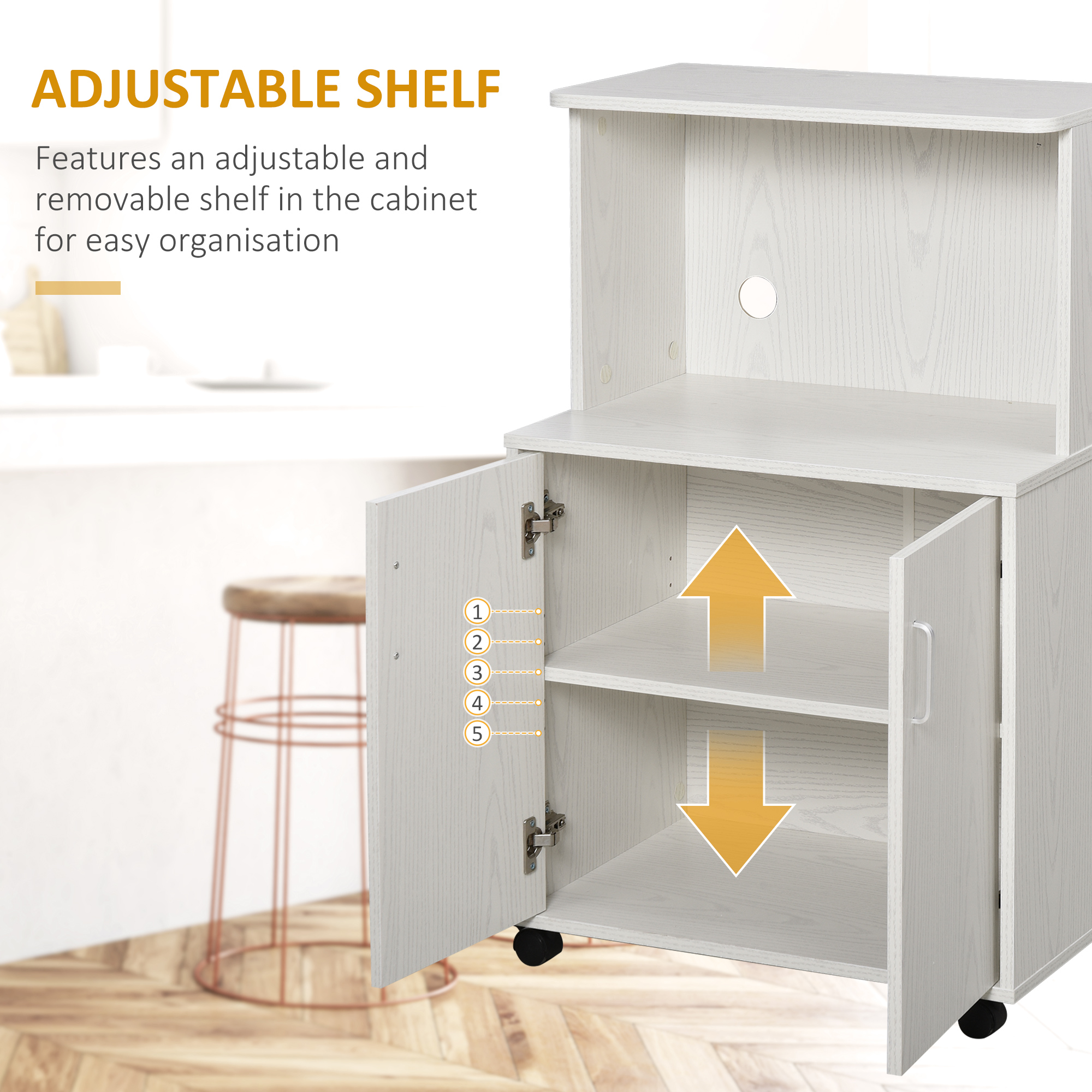 Kitchen Storage Unit, Modern Microwave Stand Trolley Cart, Sideboard — image 6