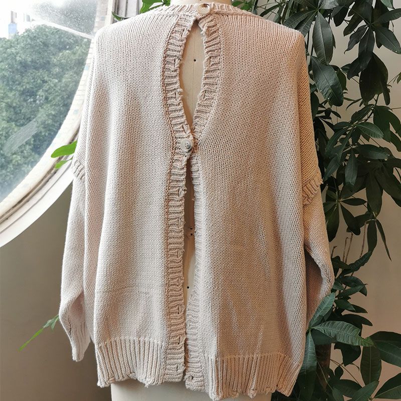 Title 5, Fashion Two Wear Knitted Cardigan With Raw