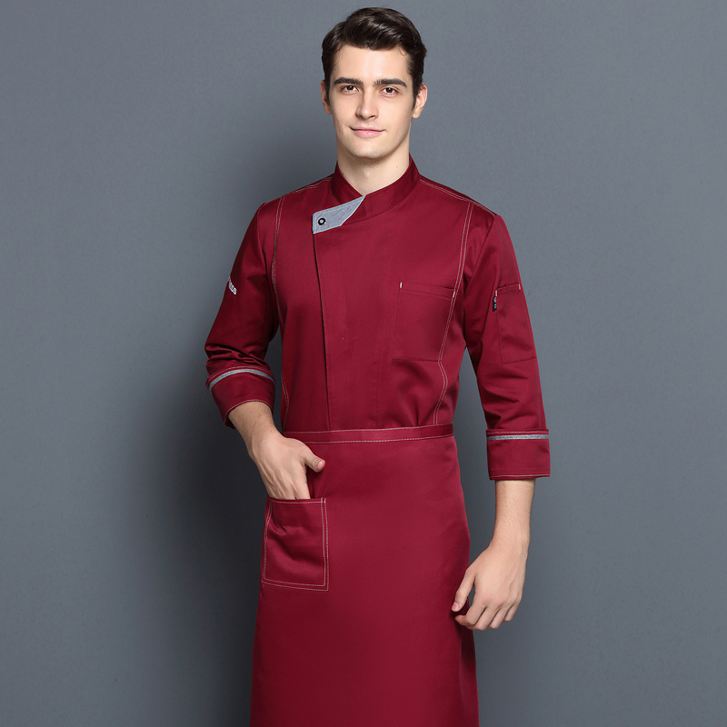 Chef Uniform Long Sleeve Concealed Button Men And Women Catering