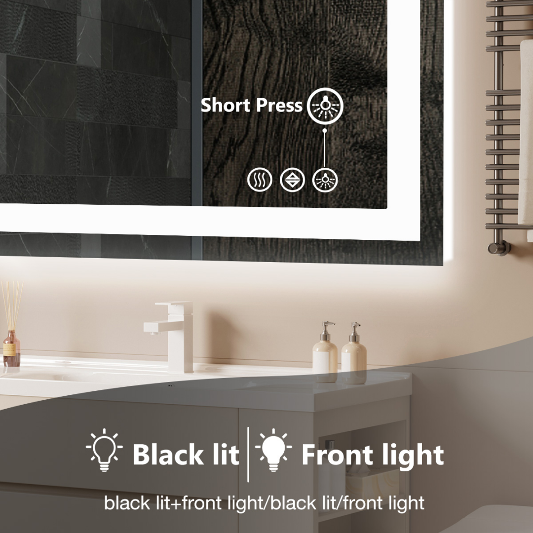 Anti-fog LED Bathroom Mirror With Dual Light Source And Three Lighting Modes--36 X 36_voghion.com