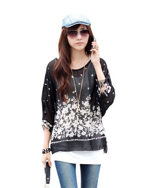 Title 3, Fashion Simple Womens Bohemian Chiffon Shirt