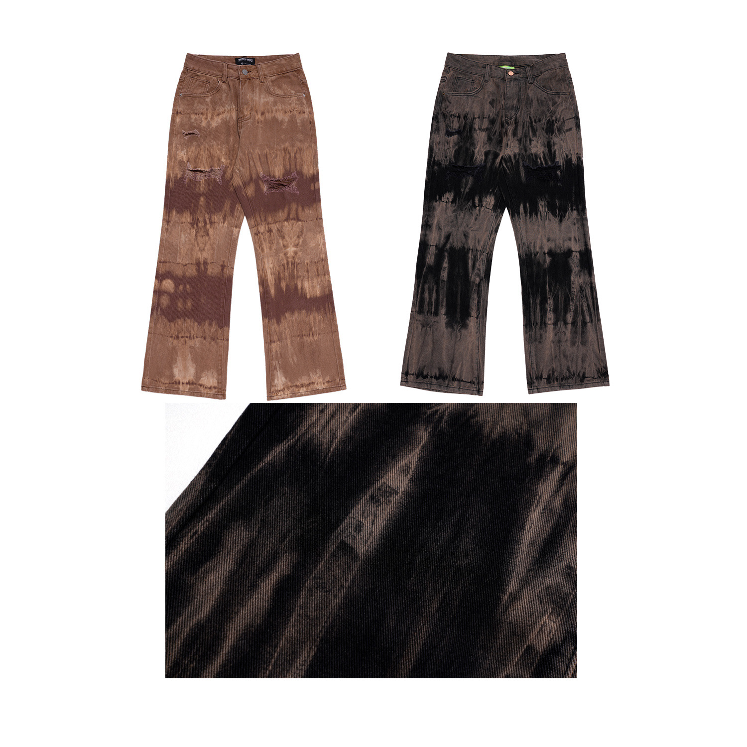 Title 2, Jeans retos soltos com design Tie-dye de moda d...