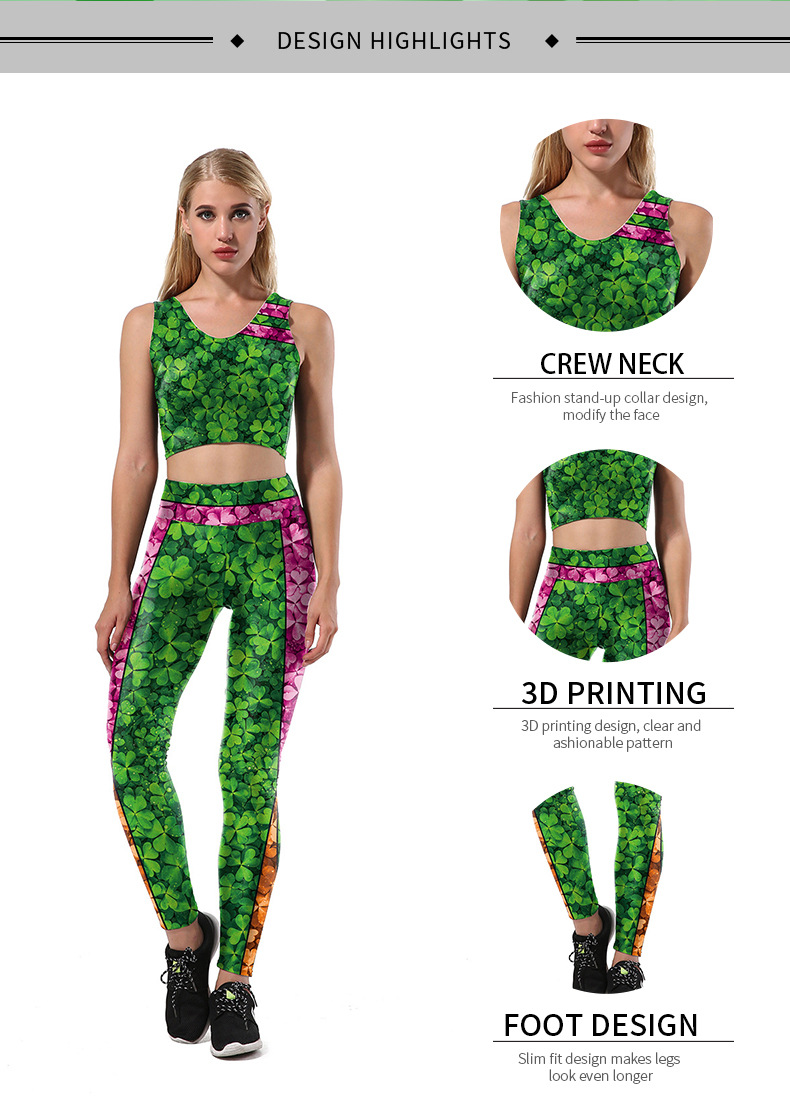 Title 6, Saint Patricks Day Digital Printed Yoga Suit S...