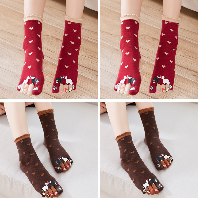 Title 3, Autumn and Winter Cotton Five-finger Socks Wome...