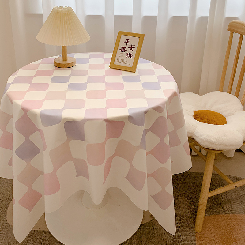 Title 5, Checkerboard Plaid Round Tablecloth Ins Nordic ...