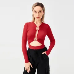 New Sexy Metal Slim Design Sense Bottom Tops - Red - View 1
