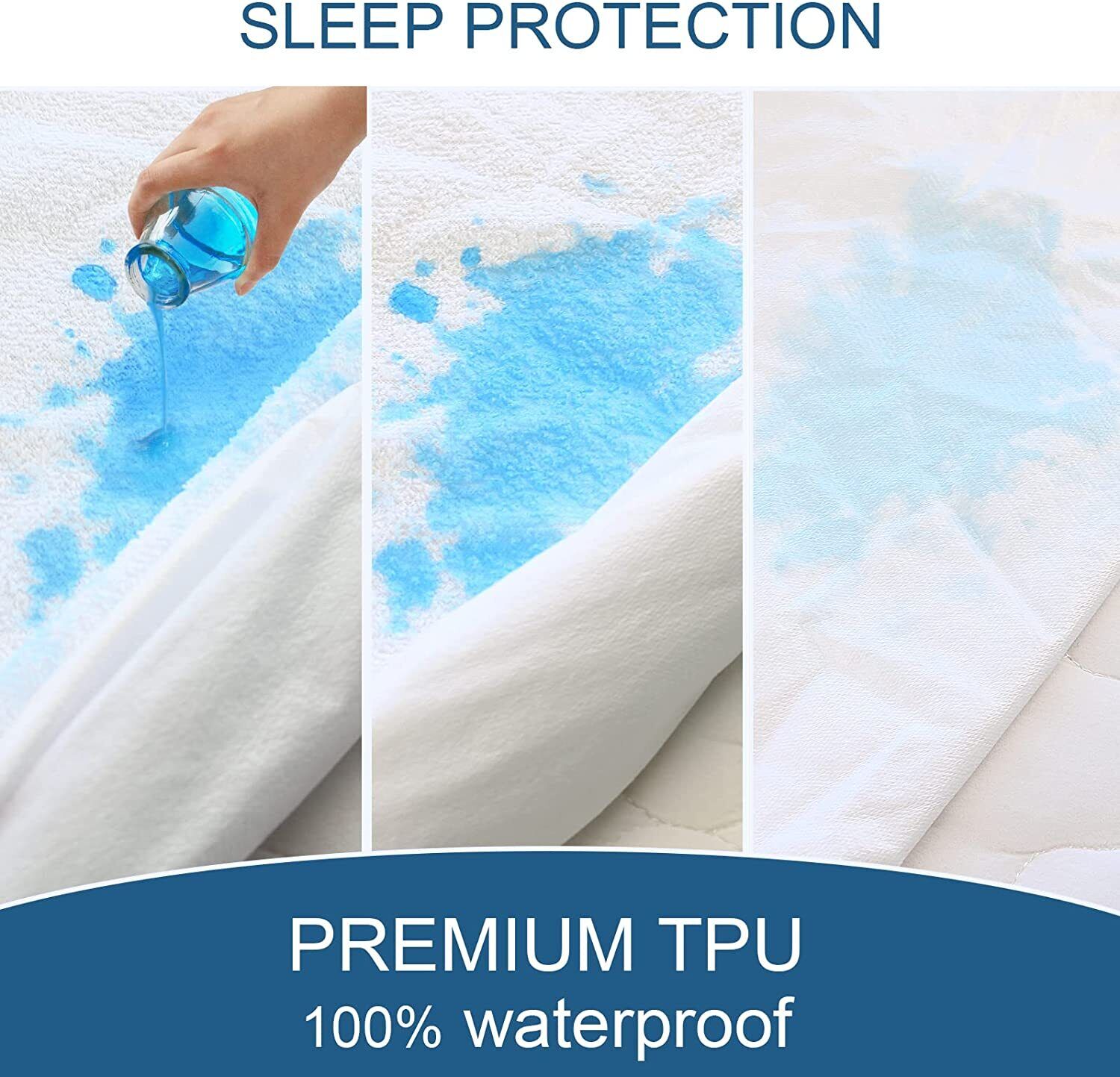 1 0 0 Terry Cotton Fitted Mattress Protector Waterproof   Double