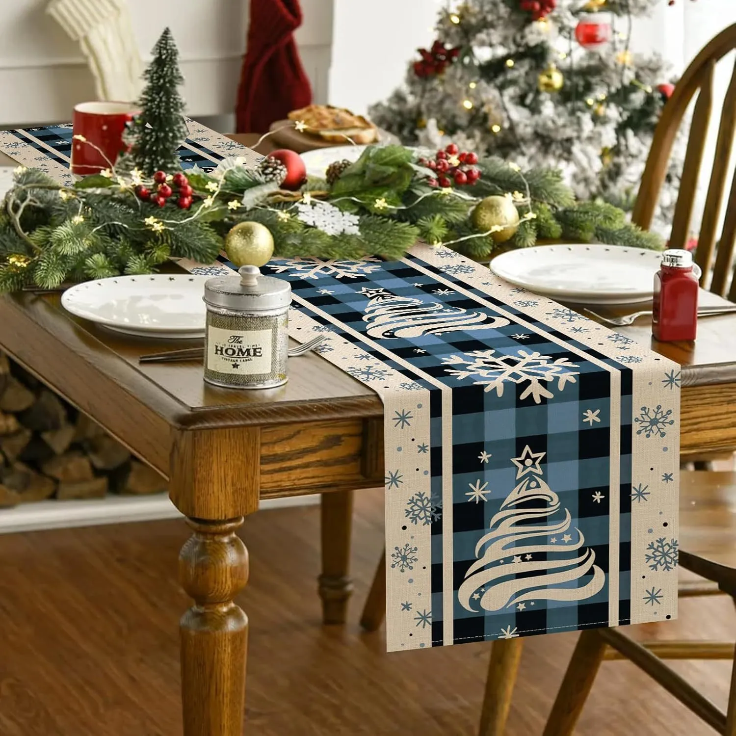 Christmas Trees Merry Xmas Table Runner, Seasonal Winter Holiday Kitchen Dining Table Decoration For Indoor Outdoor Home Party Decor 13 X 72 Inch – image 6