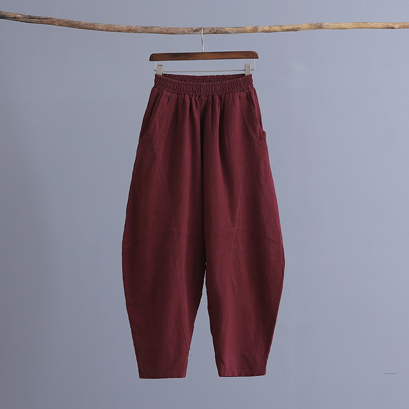 Articulated Women's Solid Zen Meditation Pants Wine - Shop at LoveMi