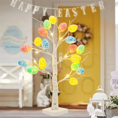 Easter Decoration 60cm Birch Tree Home Egg LED Light