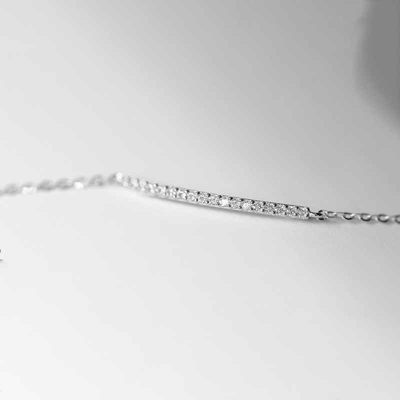 Sterling Silver Gold Plated One Row Diamond Very Fine Bracelet