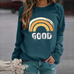 Women's Sweatshirt Round Neck Casual Loose Pullover Top Printed Long Sleeve T-shirt - 8 Style-S - View 1