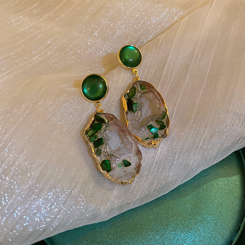 S925 Sterling Silver Post Green Acrylic Statement Drop Earrings For Women Luxury Geometric Dangle Earrings Fashion Jewelry