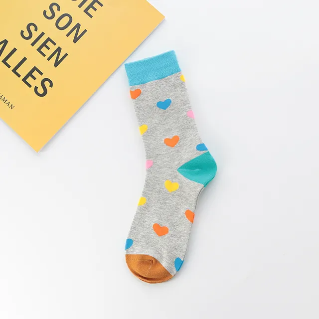 Women's Autumn And Winter Colorful Love Long Socks Grey - Shop at LoveMi