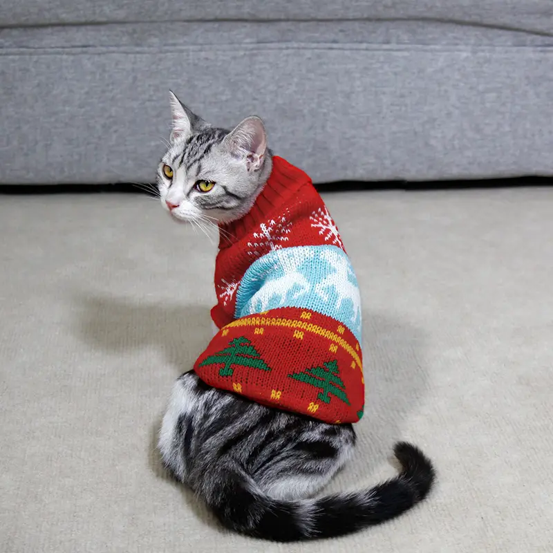 Dog Cat Sweater Pet Christmas Knitting High