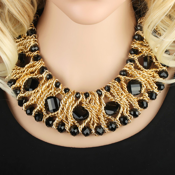 Super Flash Pure Hand-woven Aluminum Chain Crystal Necklace