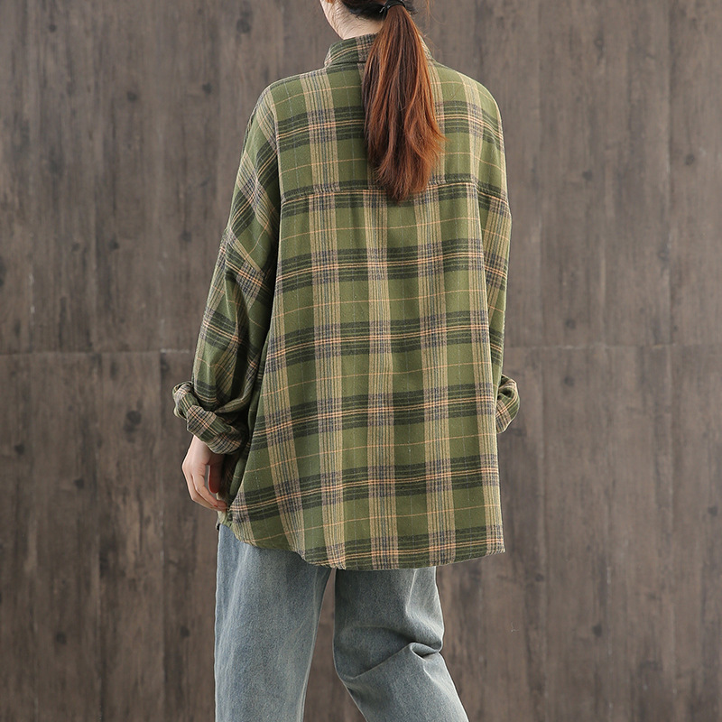 Retro Hong Kong Style Cotton And Linen Ladies Shirt