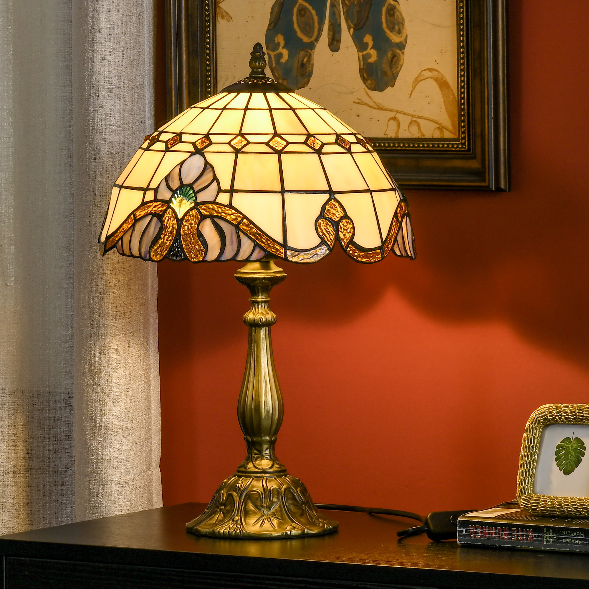 Colored Glass Desk Lamp, Handmade Retro Bedside Suitable For Bedrooms, Living — image 6