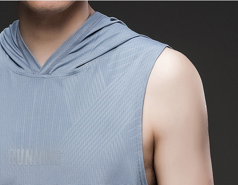 Title 12, Mens Hooded Fitness Running Vest Sleeveless T-...