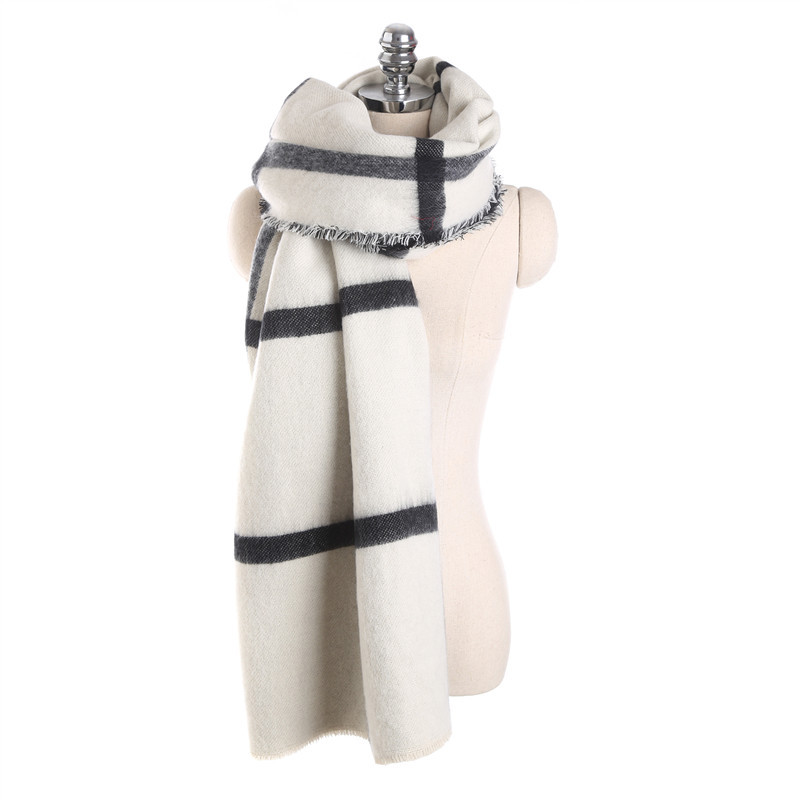Black And White Double Sided Faux Cashmere Scarf
