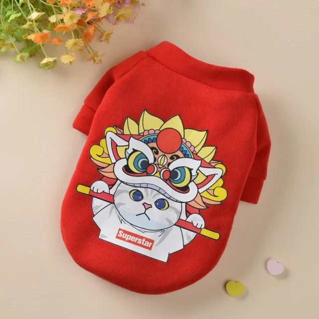 Cat Spring And Autumn Pet Autumn And Winter Clothes Red Super Sweatshirt - Shop at LoveMi