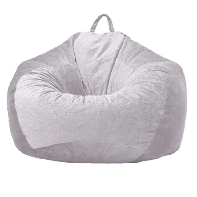 Lazy Sofa Bean Bag Cloth Cover Tatami Short Velvet No Filler Home Toy Storage Light Grey - Shop at LoveMi