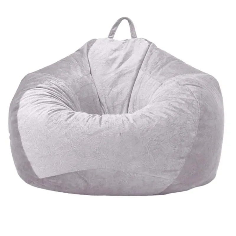 Lazy Sofa Bean Bag Cloth Cover Tatami Short Velvet No Filler Home Toy Storage - Light Grey