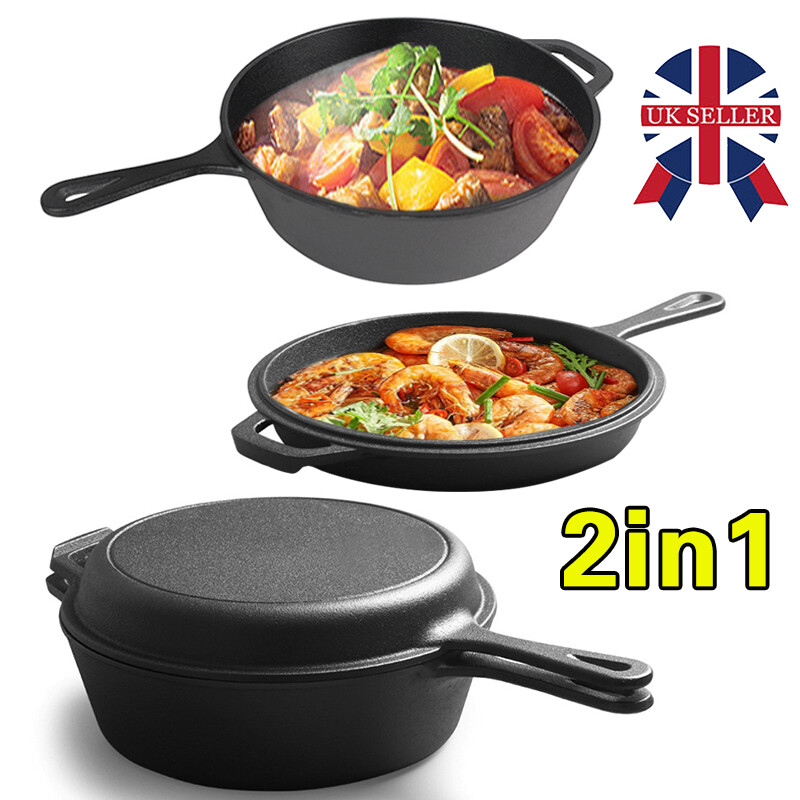 Cast Iron Casserole Dish Pot Pan Cook Camping Stew Dutch Oven StockpotSkillet — image 8