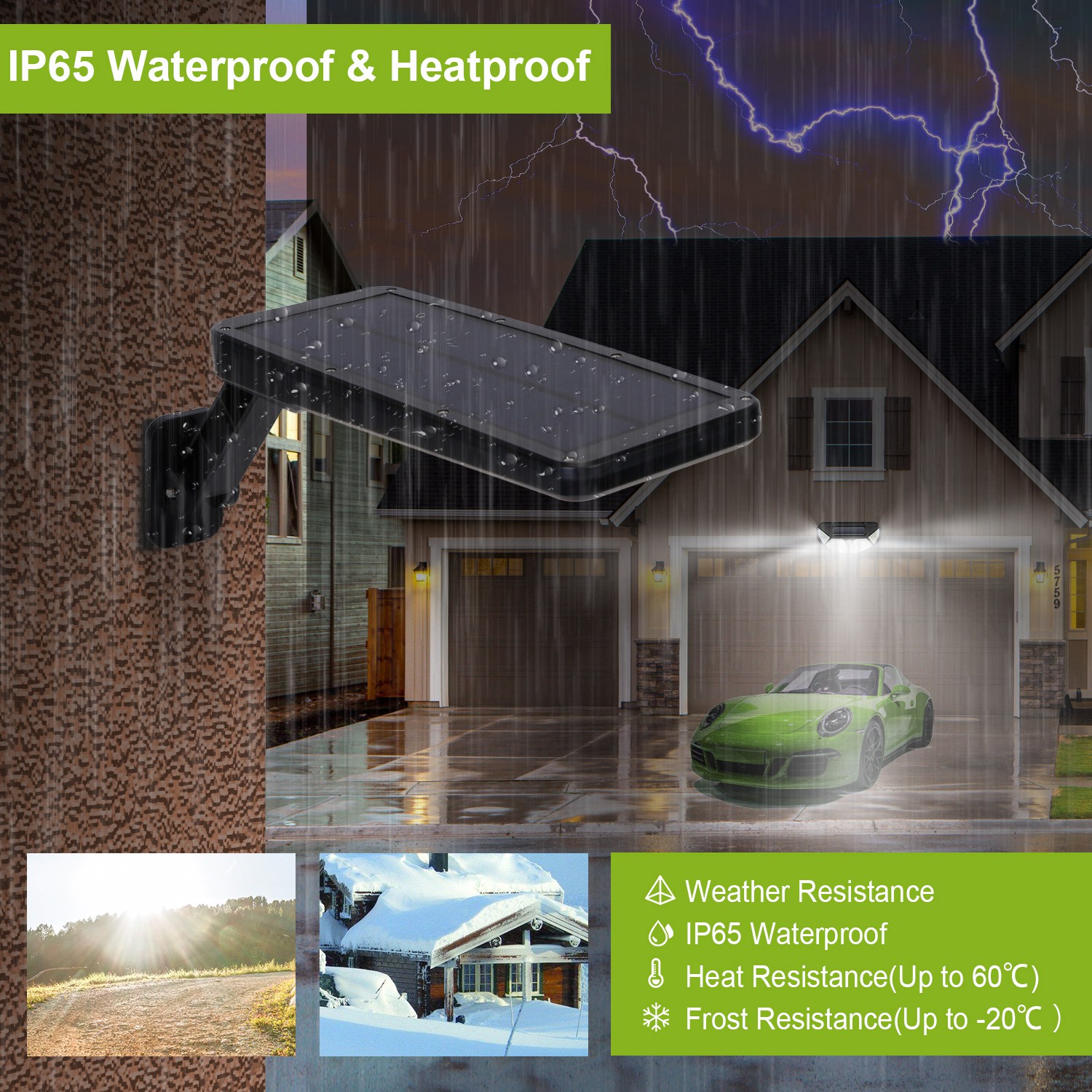Solar Wall Light Outdoor 60LEDs PIR Motion Sensor Remote Control Wireless Lamps IP65 Waterproof Lighting For Garage Front Door Garden Pathway