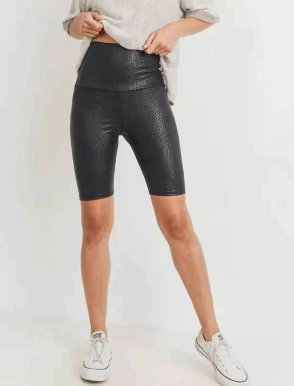 Women's Stretch Animal Print Skinny Leather Pants - Snake Print Short-3Xl
