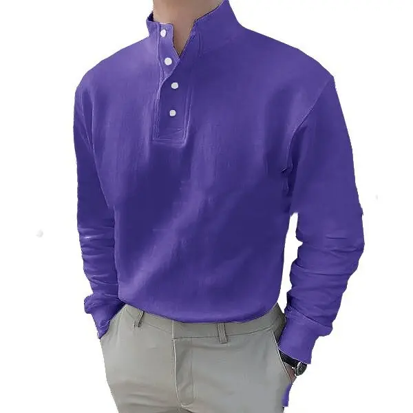 Men's Plain Long-sleeved Shirt