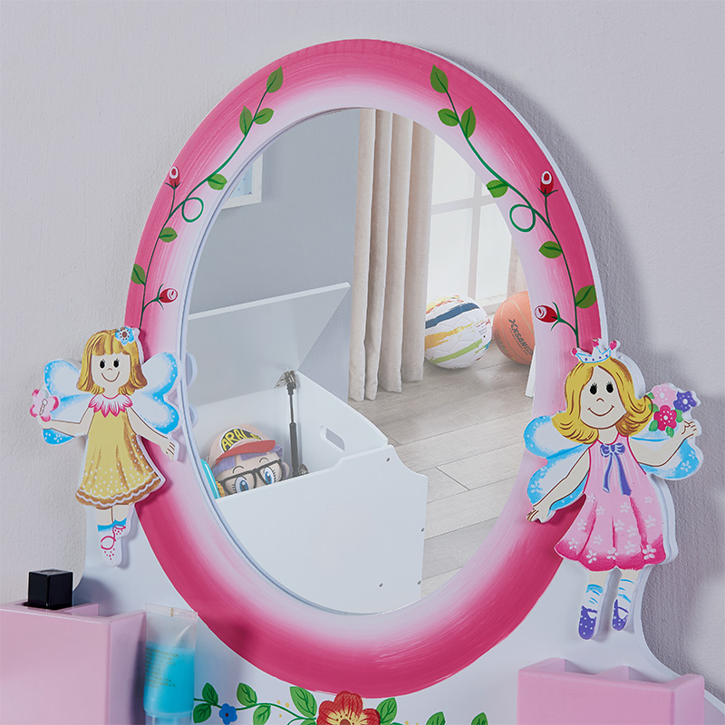 Wooden Makeup Dresser Furniture Girls Mirrored Dressing Table For Kids — foto 6