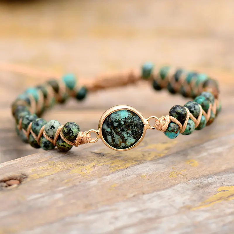 African Pine Double Layer Hand Braided Friendship Bracelet Adjustable