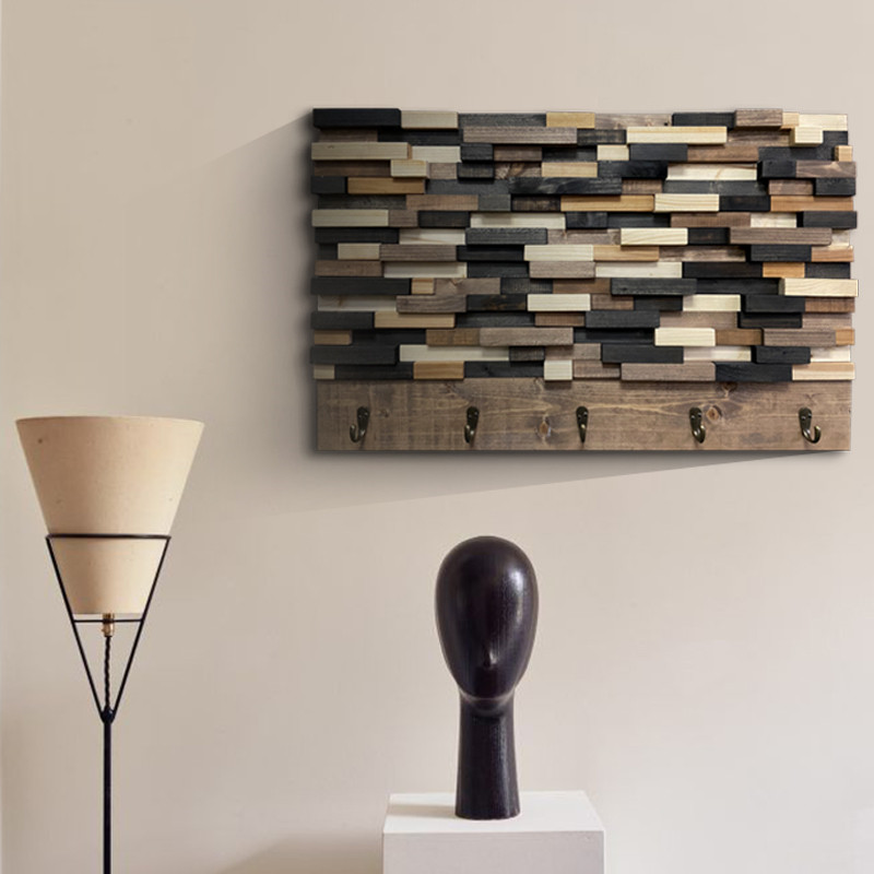 Solid Wood Copper Hook Functional Physical Painting Wall Mural