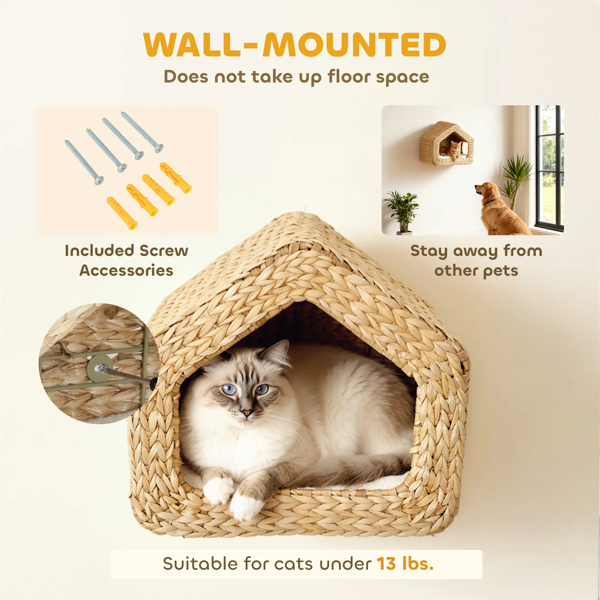 Wall-mounted cat house two entrances cave design space saving apartment