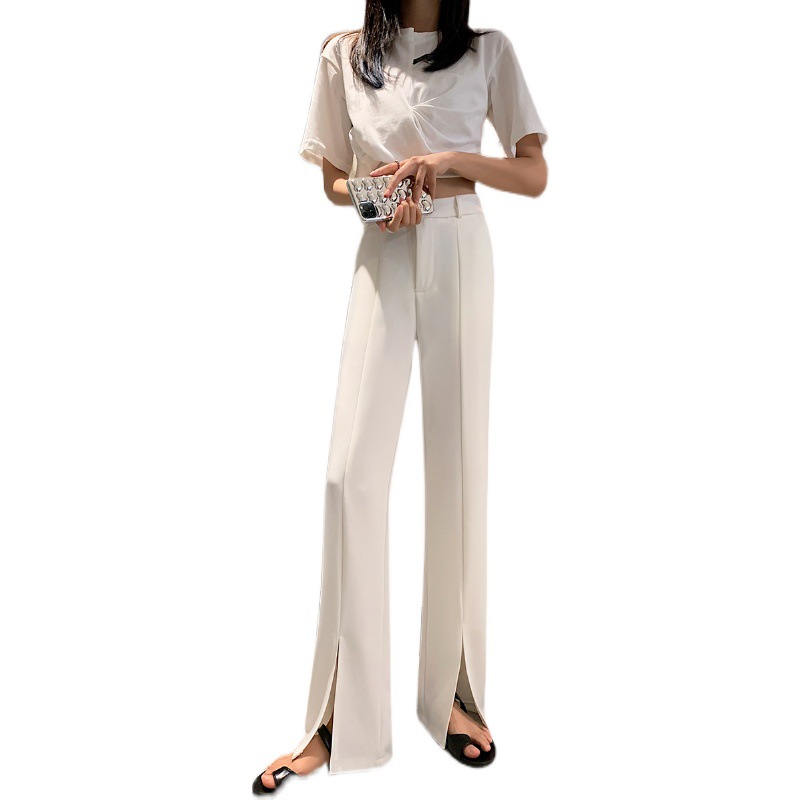 Title 2, High Waist Slim Wide Leg Straight Mopping Pants