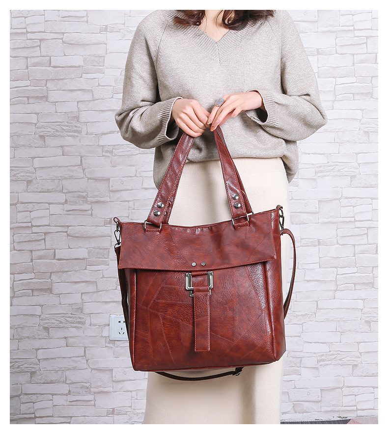 Fashion Large-capacity Tote Bag, Retro Trendy One-shoulder Messenger Bag