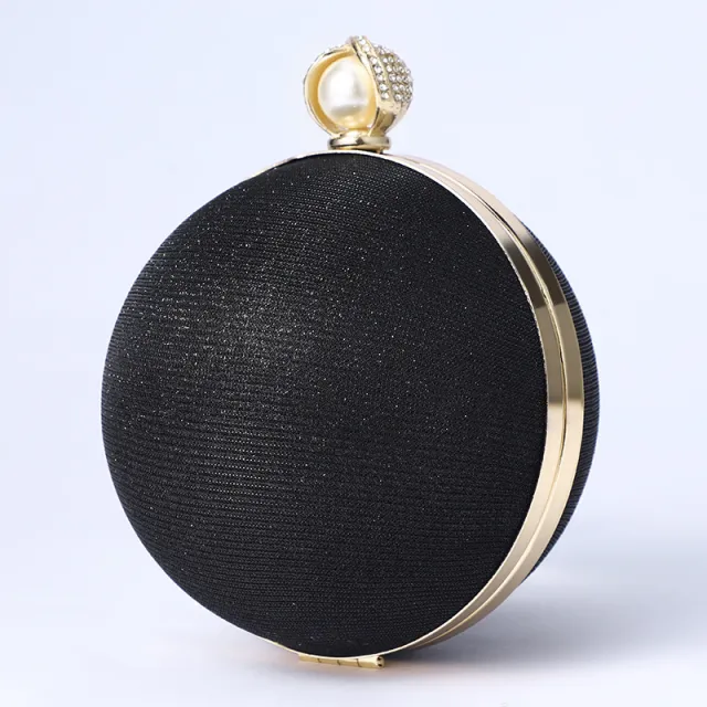 Premium Flash Round Pearl Bag For Women's Retro Black - Shop at LoveMi