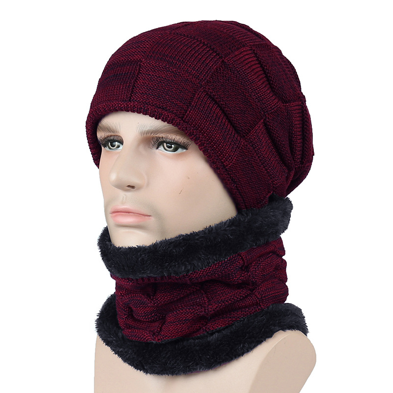 Autumn And Winter New Men's Square Plaid Fleece Beanie Hat — foto 7