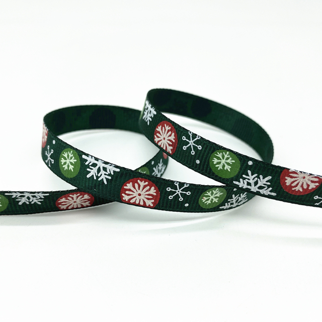 Size 5 10mm Christmas Ribbon Printed Grosgrain Ribbon