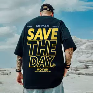 Men's Fashion Cotton Letter Print Short-sleeved Top