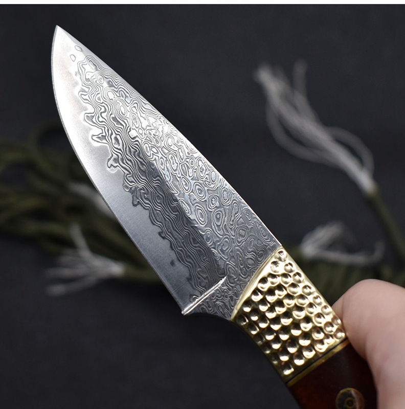 Title 1, Small Straight Knife Damascus Steel Carry-on Hi...