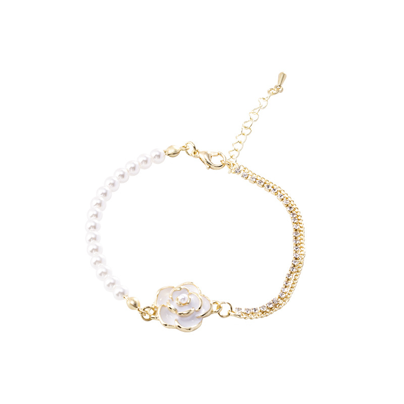 Title 1, Retro Hong Kong Style Camellia Pearl Bracelet F...