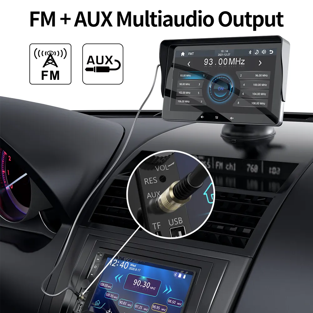 7 Car Wireless CarPlay Display Cigarette Lighter