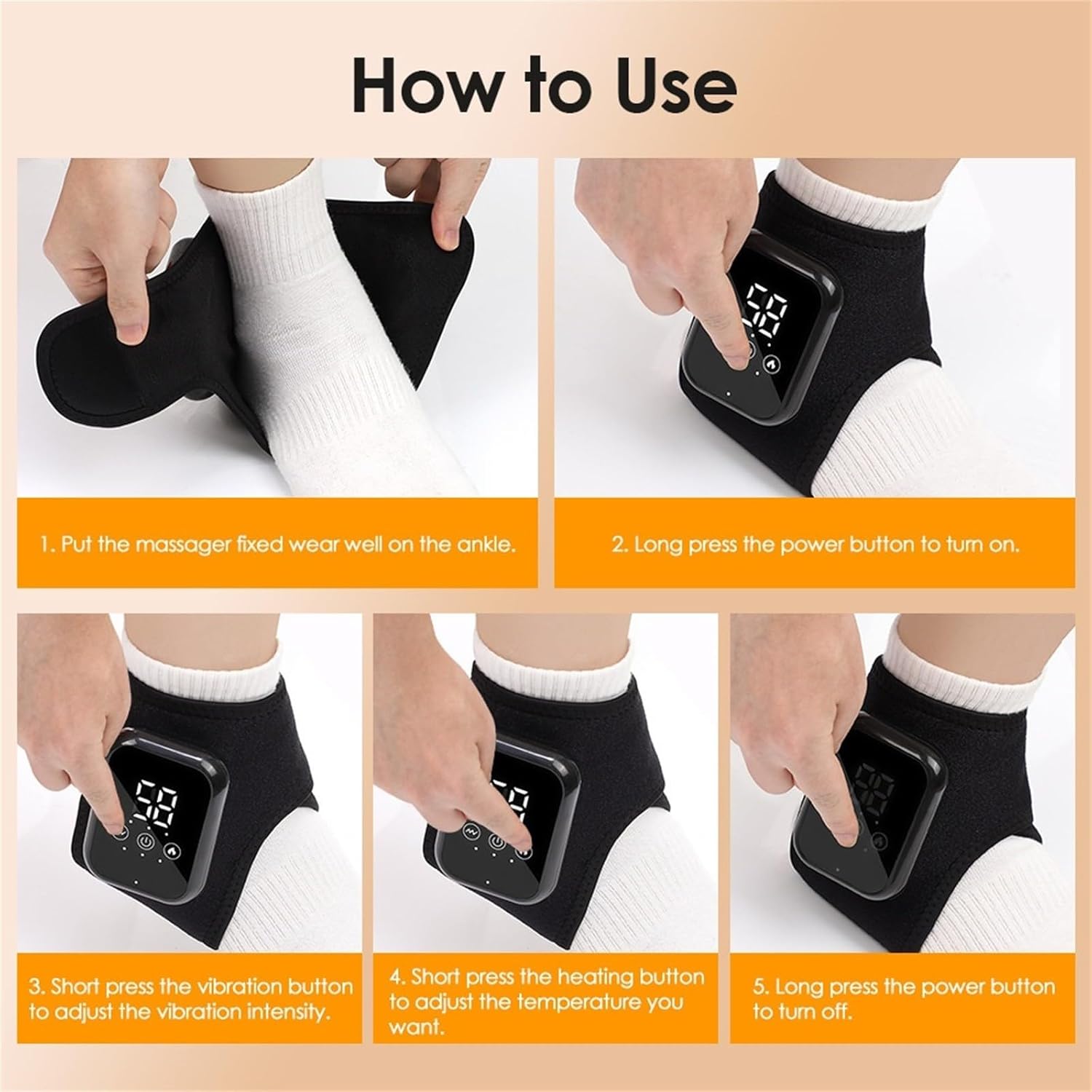 Cordless Ankle Massager With Heat, Heating Pad Massage, Rechargeable Heated — image 4