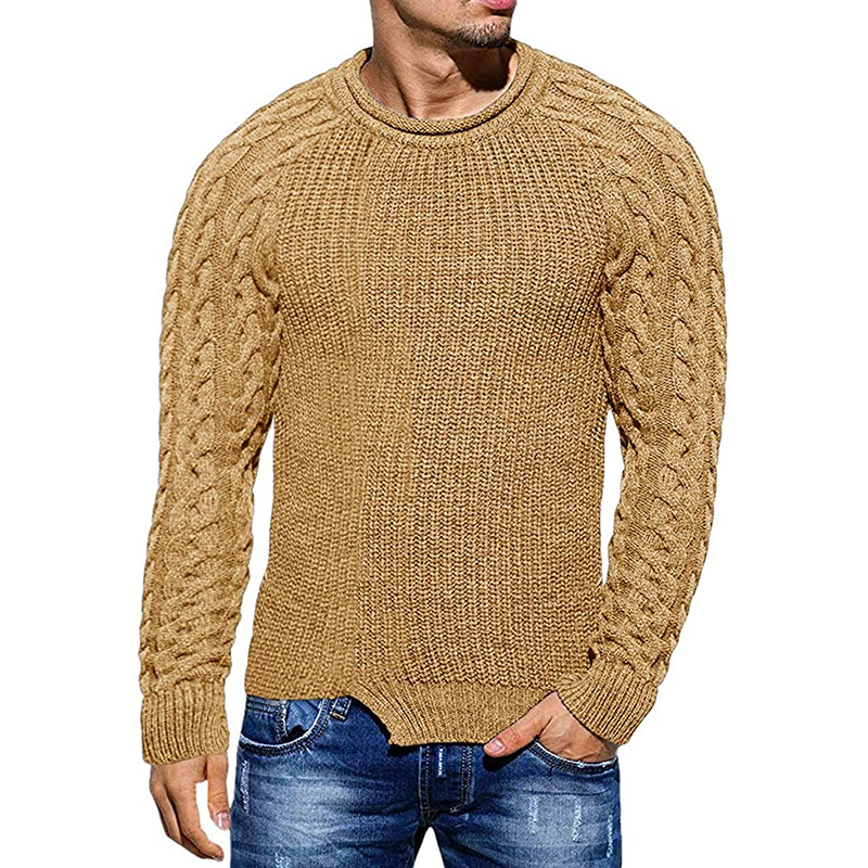 Sweater Men's Solid Color Round Neck Long-sleeved Knitted Top