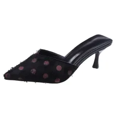Fashion Women's Stiletto Pointed Toe Half Slippers - Black - View 1