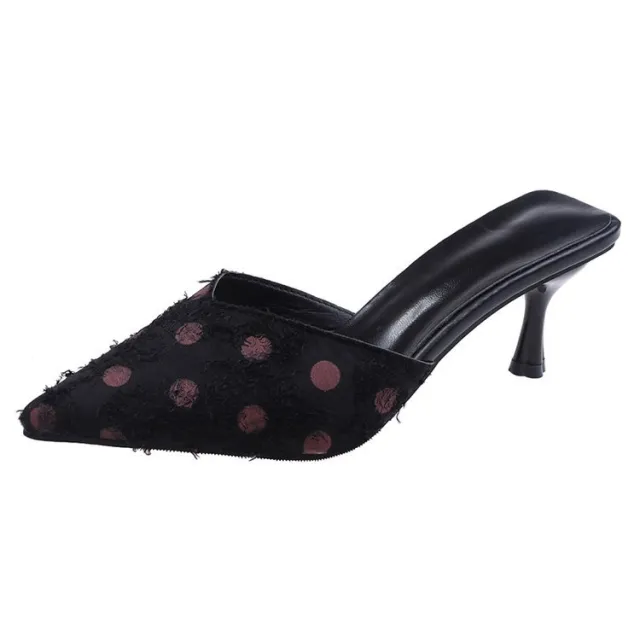Fashion Women's Stiletto Pointed Toe Half Slippers Black - Shop at LoveMi
